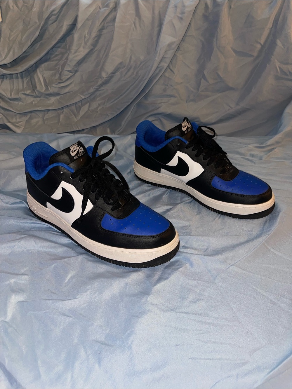 Nike Air Force 1 Men's Low-Top Sneakers in Black/Blue/White